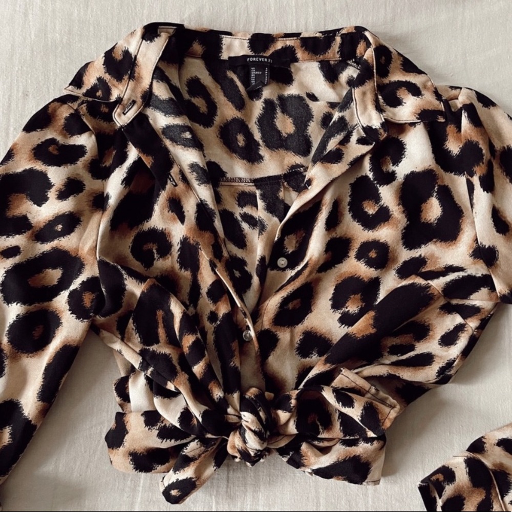 Leopard print button down